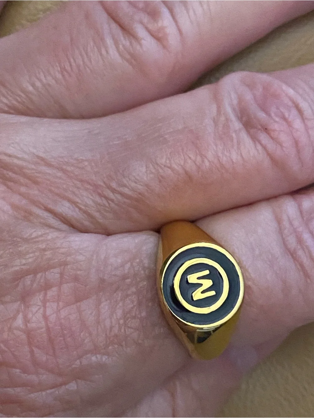 Chinatown Market Gold Men's Signet Ring with 'M' Accent